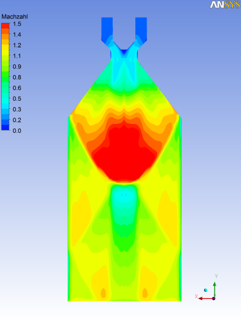 Simulation von Flashing: Überschallkegel in der Abströmung eines Verdampfungsventils
